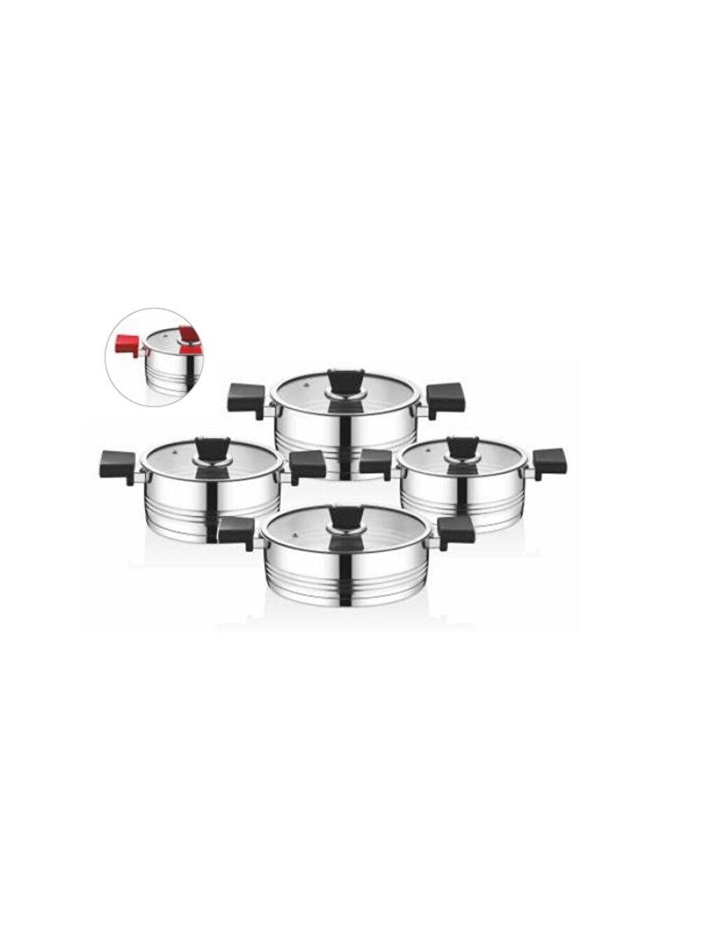 Gri 1129 8 Parça Lüx Silindir Çelik Tencere Seti