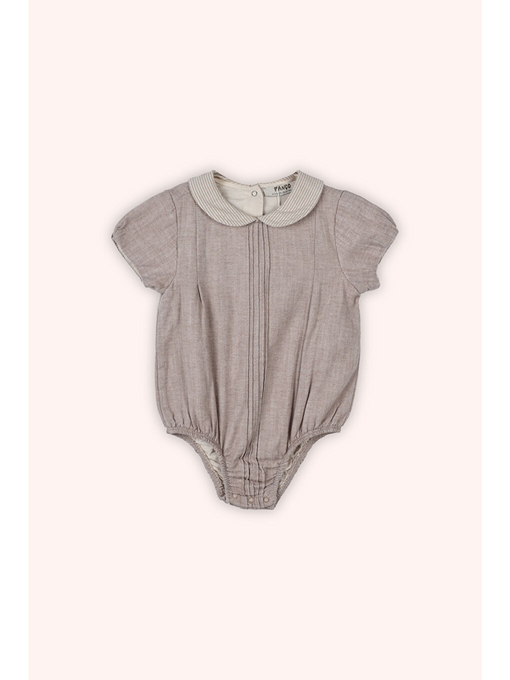 Kahverengi Yenidoğan Nervür Detaylı Çıt Çıt Kapamalı Yakalı Tulum