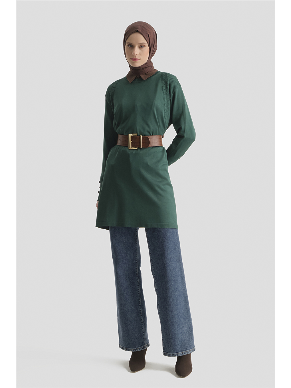 Yeşil Triko Tunik 25Kd5005 Zümrüt-1