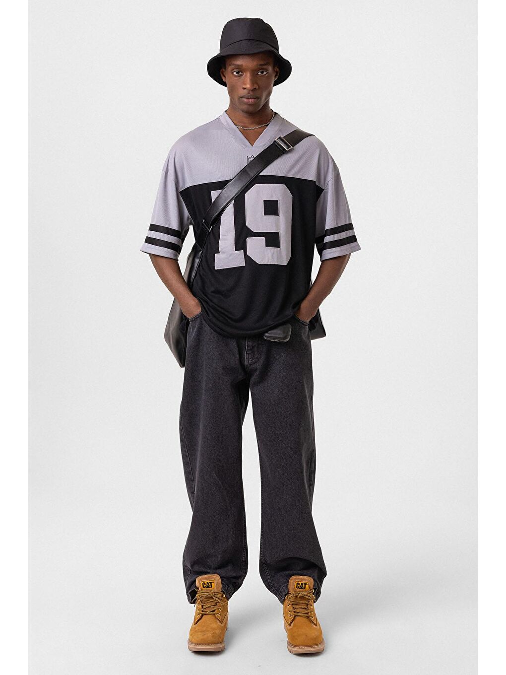 Baskılı Oversize Forma Tişört Siyah