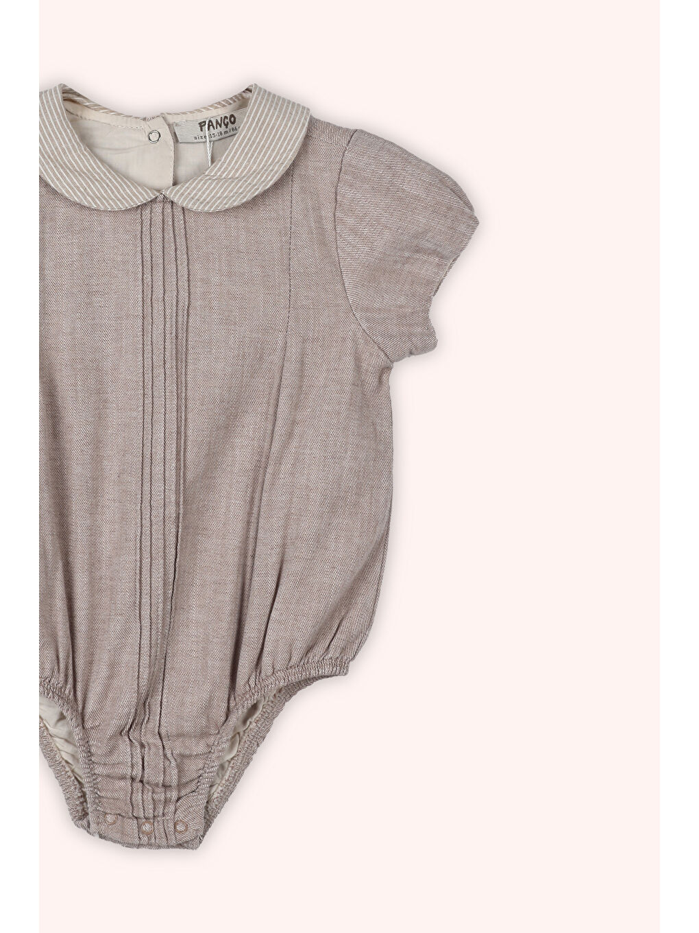 Kahverengi Yenidoğan Nervür Detaylı Çıt Çıt Kapamalı Yakalı Tulum-1