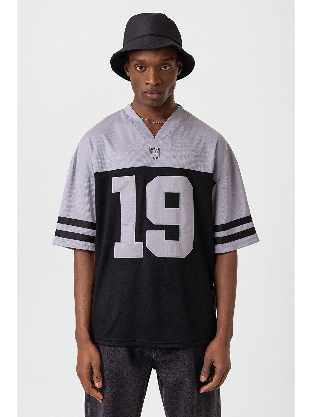 Baskılı Oversize Forma Tişört Siyah-2