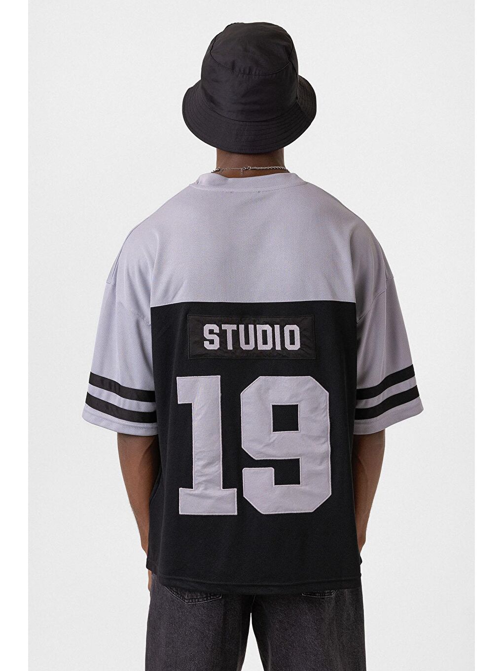 Baskılı Oversize Forma Tişört Siyah-4