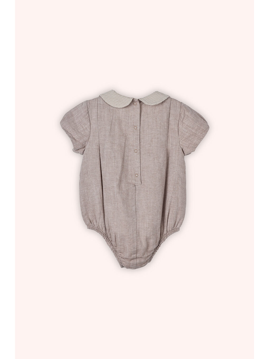 Kahverengi Yenidoğan Nervür Detaylı Çıt Çıt Kapamalı Yakalı Tulum-2