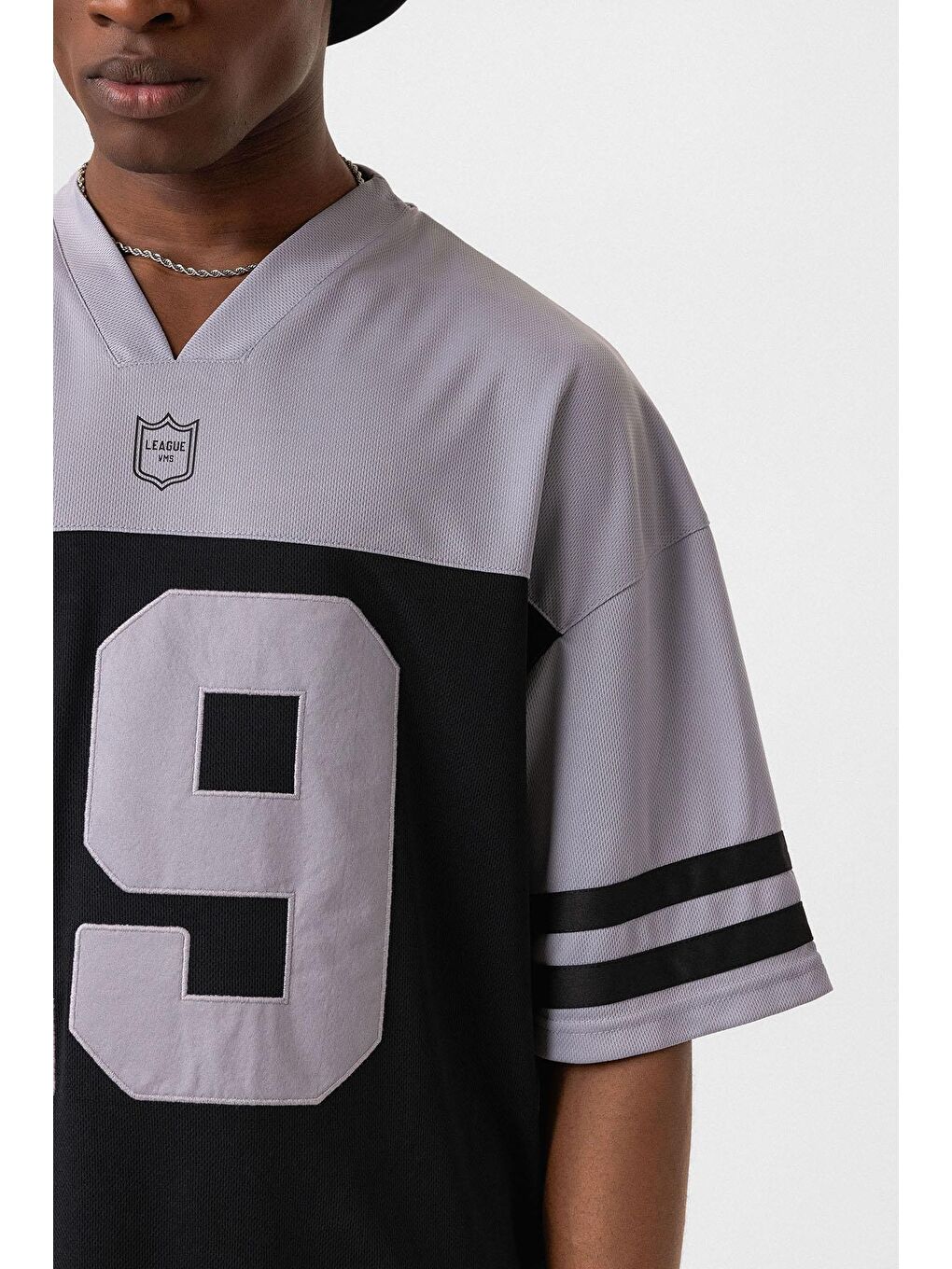 Baskılı Oversize Forma Tişört Siyah-5