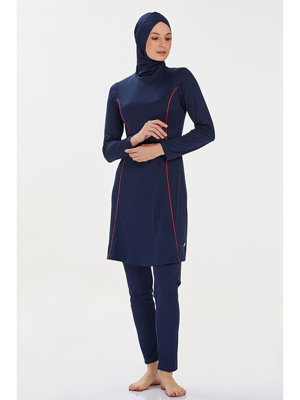 Elastanlı Tam Kapalı Tesettür Mayo Rozzr 9021 Koyu Lacivert-2