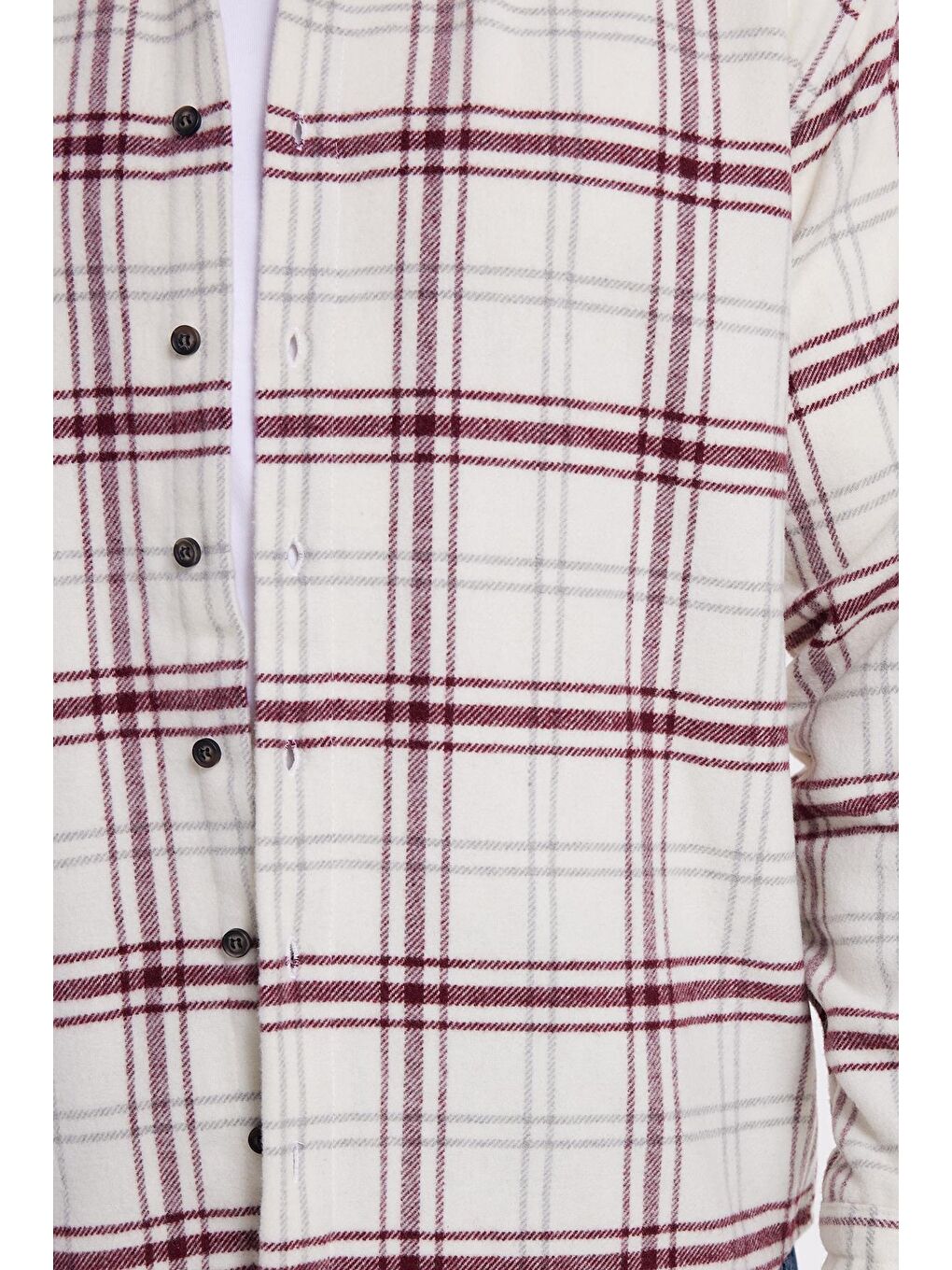 Bordo Erkek Relax Fit Rahat Kesim Kışlık Kareli Oduncu Gömlek-3