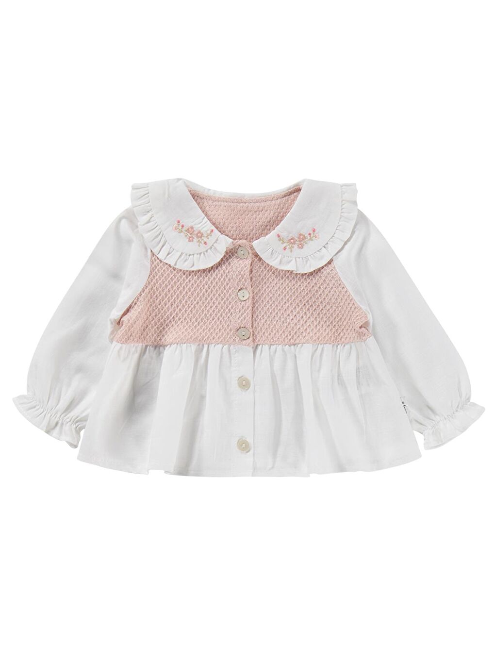 Lüks Yakası Nakışlı Hırkalı 3 Lü 6-18 Ay Takım - Pembe 6-9 Ay-3