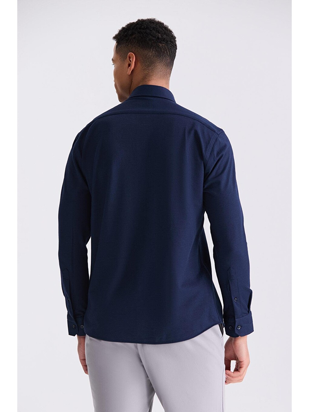 Lacivert Comfort Fit Desenli Spor Gömlek-3