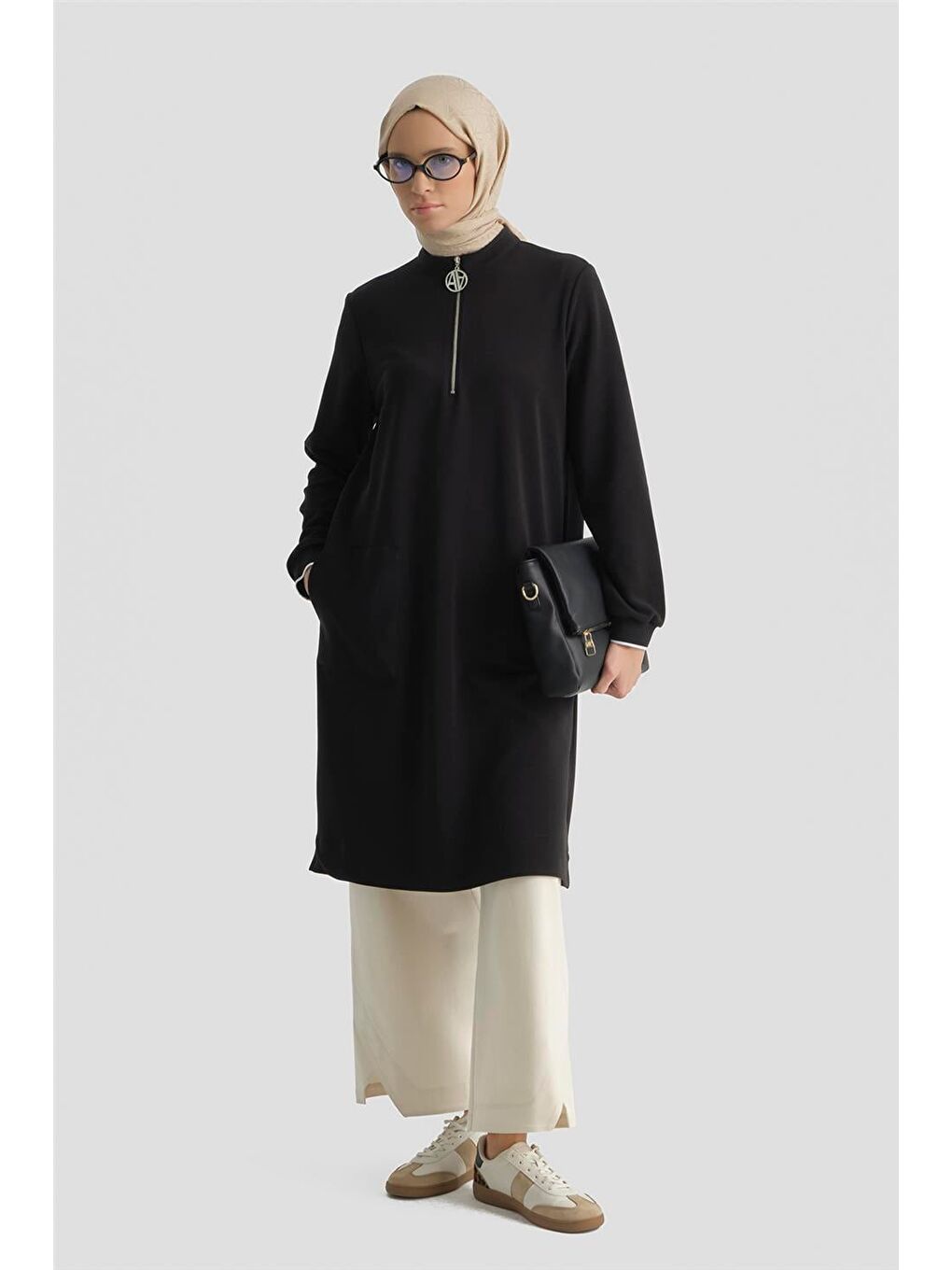 Fermuar Detaylı Tunik Siyah-2