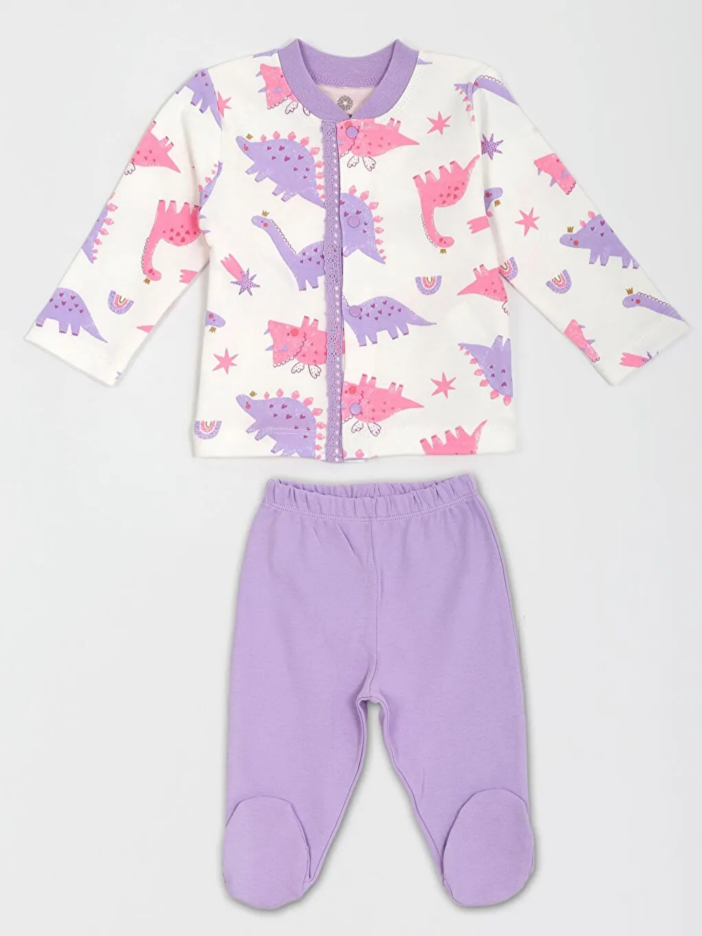 Ekru Bisiklet Yaka Uzun Kollu Kız Bebek Takım