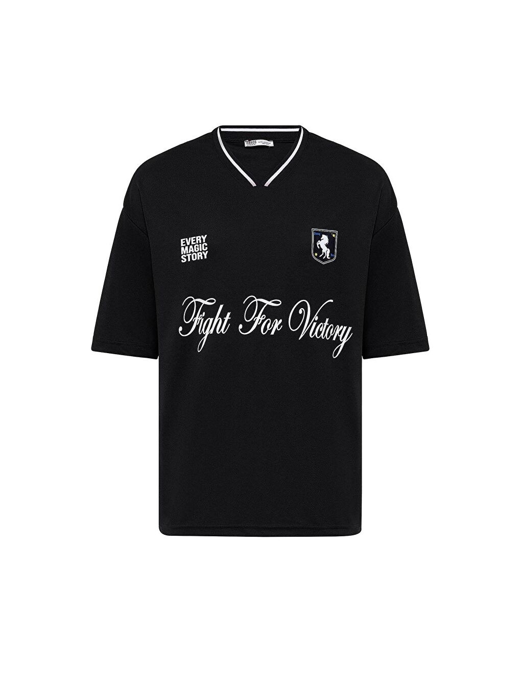 Baskılı Oversize Forma Tişört Siyah-1