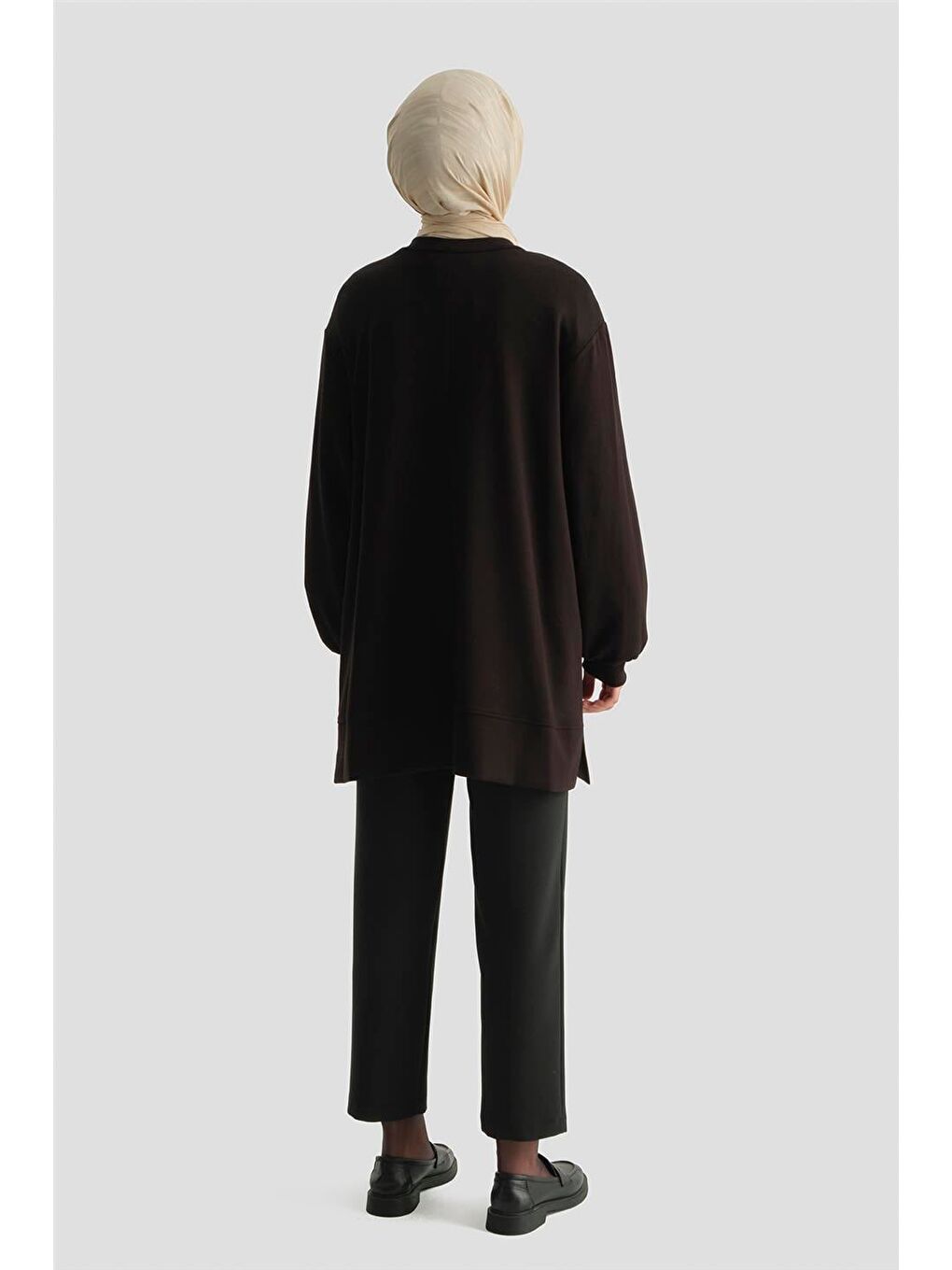 Çiçekli Modal Örme Tunik Siyah-3