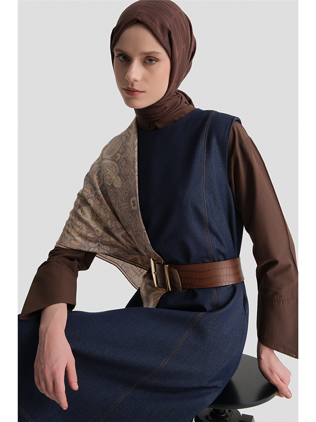 Dikiş Detaylı Denim Jile İndigo