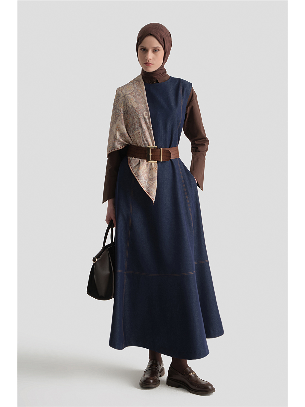 Dikiş Detaylı Denim Jile İndigo-1