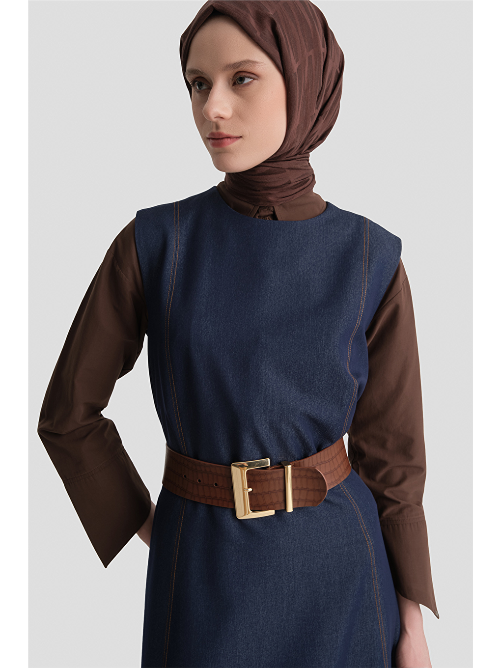 Dikiş Detaylı Denim Jile İndigo-3