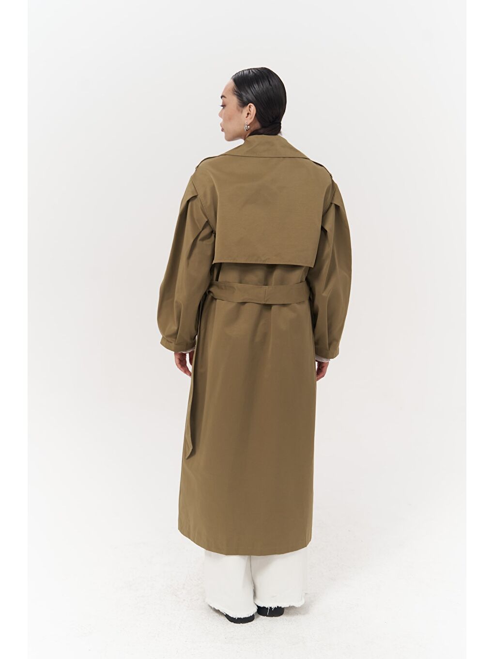 Aubree Haki Oversize Trençkot-2