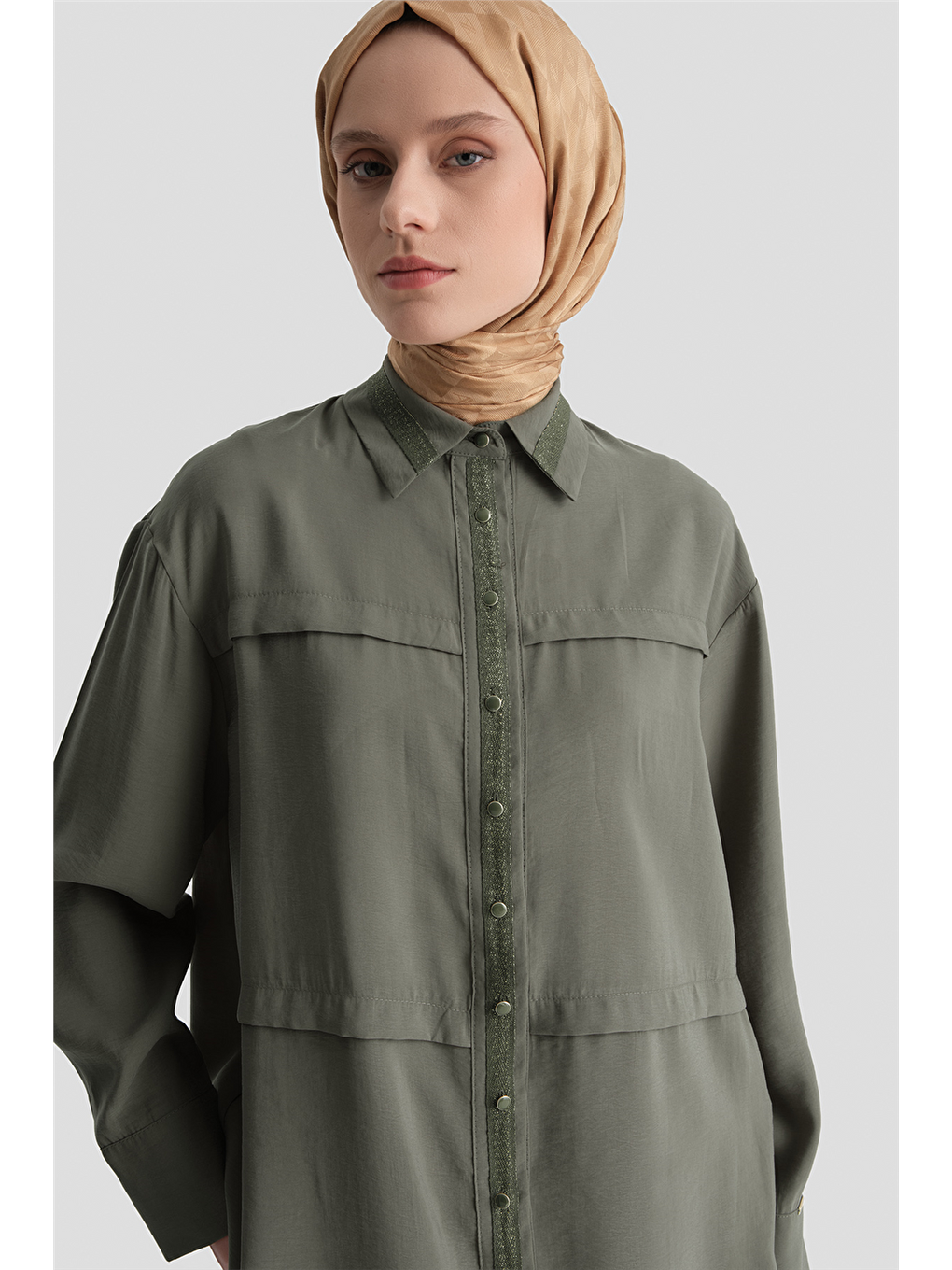 Sim Detaylı Tunik Haki-3