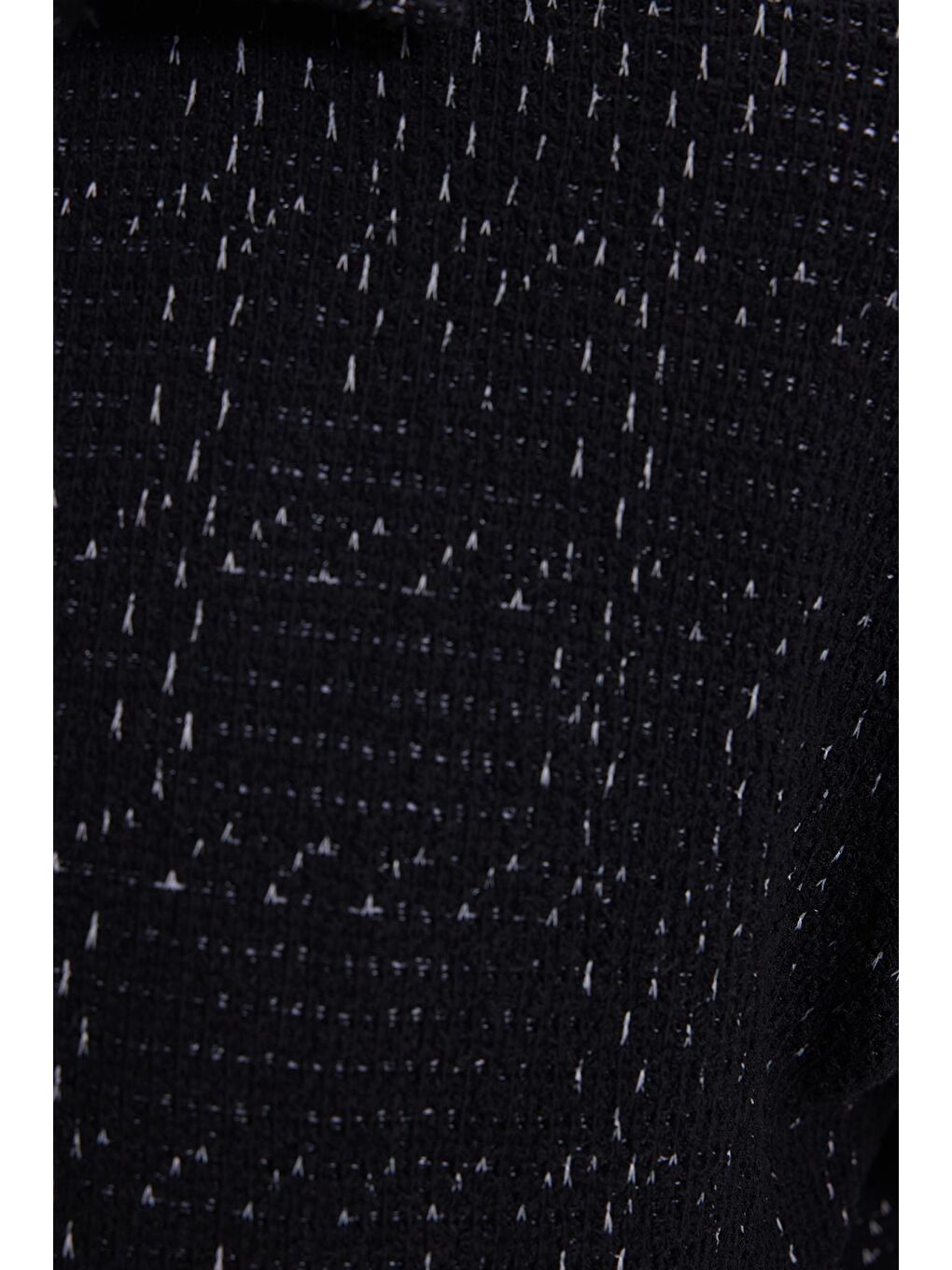 Erkek Relax Fit Rahat Kesim Fermuarlı Desenli Örme Siyah Ceket-4