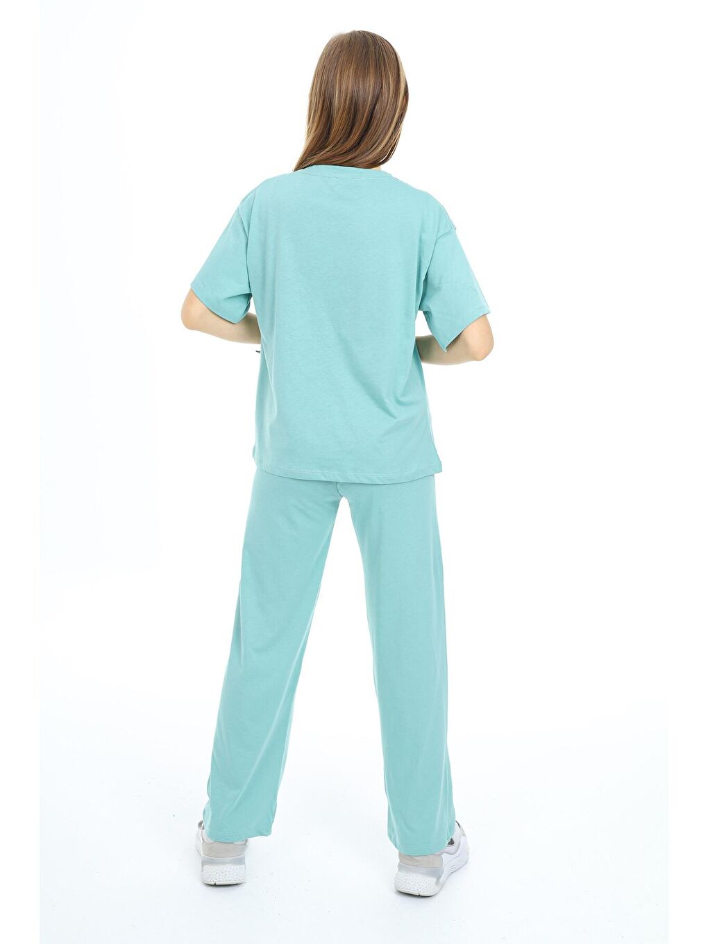 Yeşil Mint Kalp Baskılı Kız Çocuk Takım 18332-4