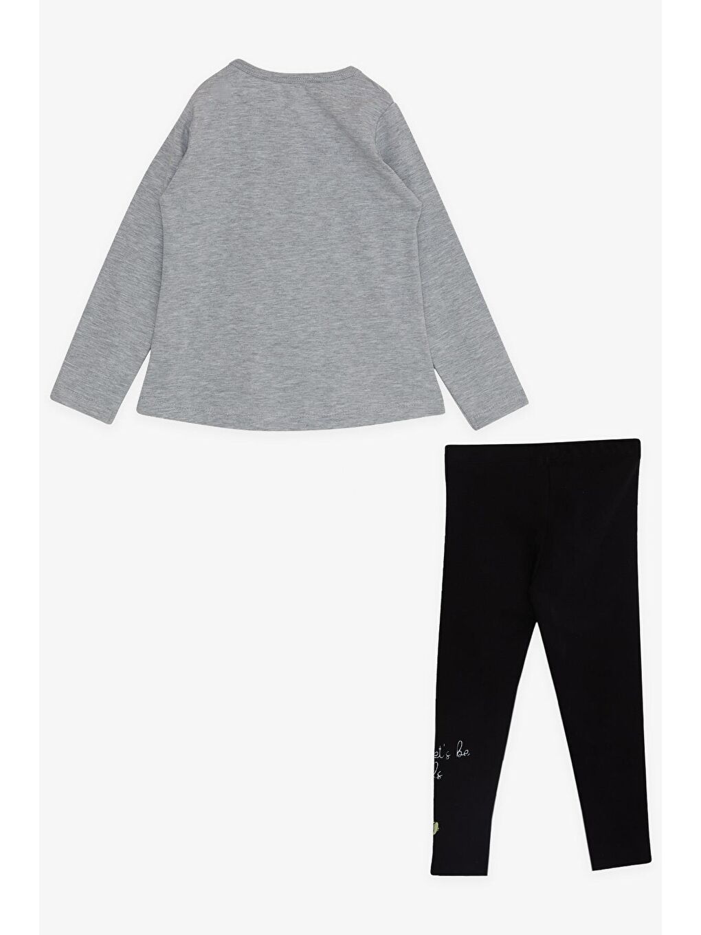 Kız Çocuk Taytlı Takım Dostluk Temalı Sevimli Tavşancık Gri Melanj (1.5-5 Yaş)-1