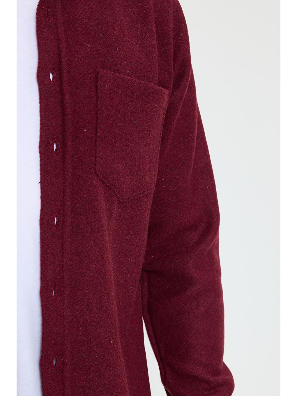 Erkek Regular Fit Klasik Kesim Düz Cepli Koyu Bordo Oduncu Gömlek-2