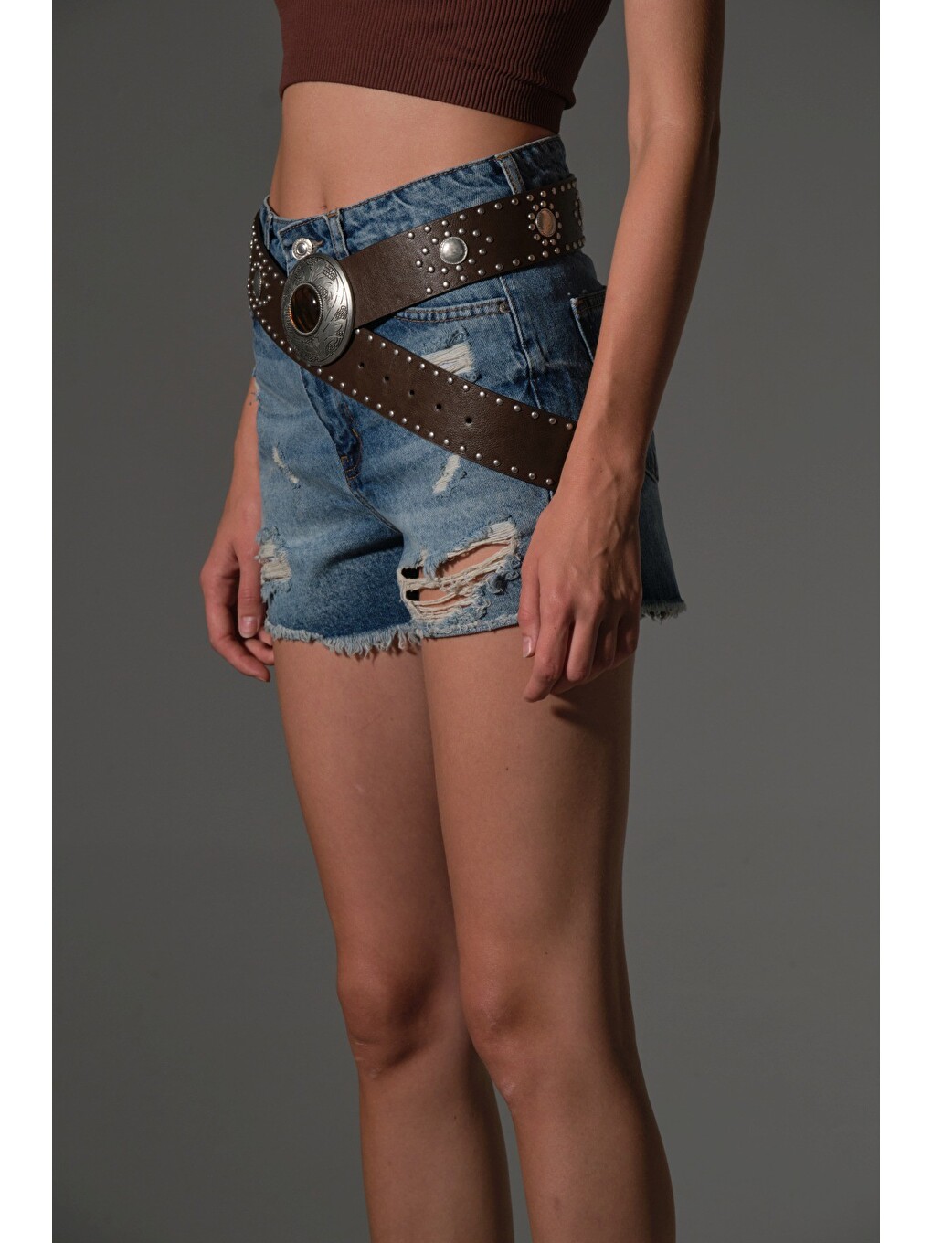 İndigo Kadın Mini Jean Şort, Yüksek Bel, Fermuarlı, 5 cep %100 pamuk Denim Jean @Potenza-2