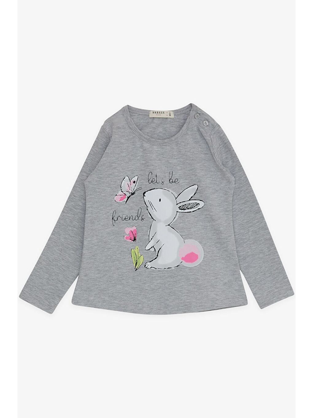 Kız Çocuk Taytlı Takım Dostluk Temalı Sevimli Tavşancık Gri Melanj (1.5-5 Yaş)-2