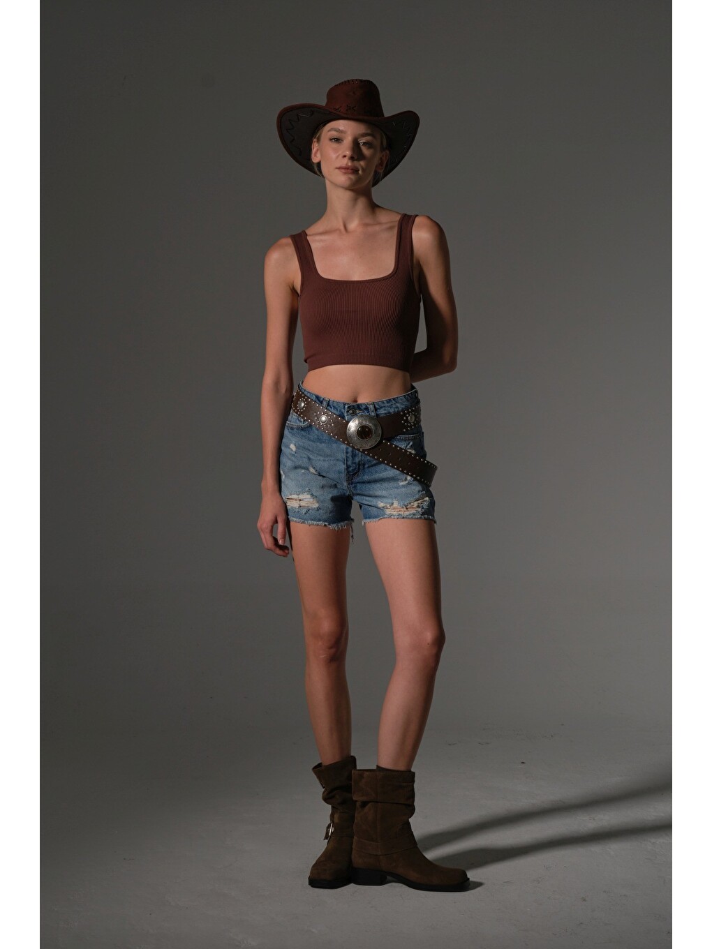 İndigo Kadın Mini Jean Şort, Yüksek Bel, Fermuarlı, 5 cep %100 pamuk Denim Jean @Potenza-3