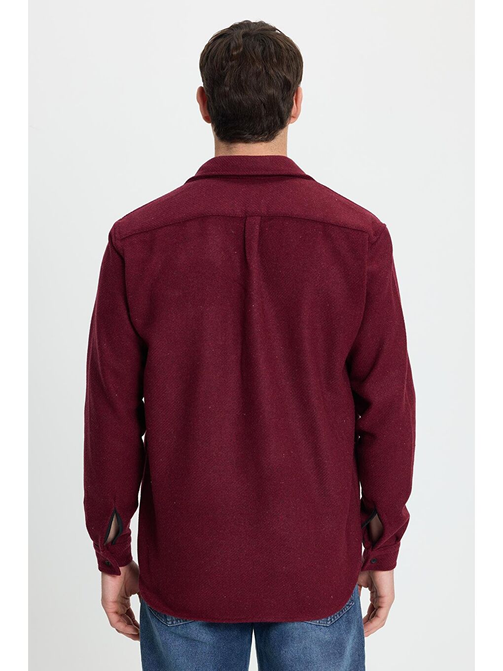 Erkek Regular Fit Klasik Kesim Düz Cepli Koyu Bordo Oduncu Gömlek-6