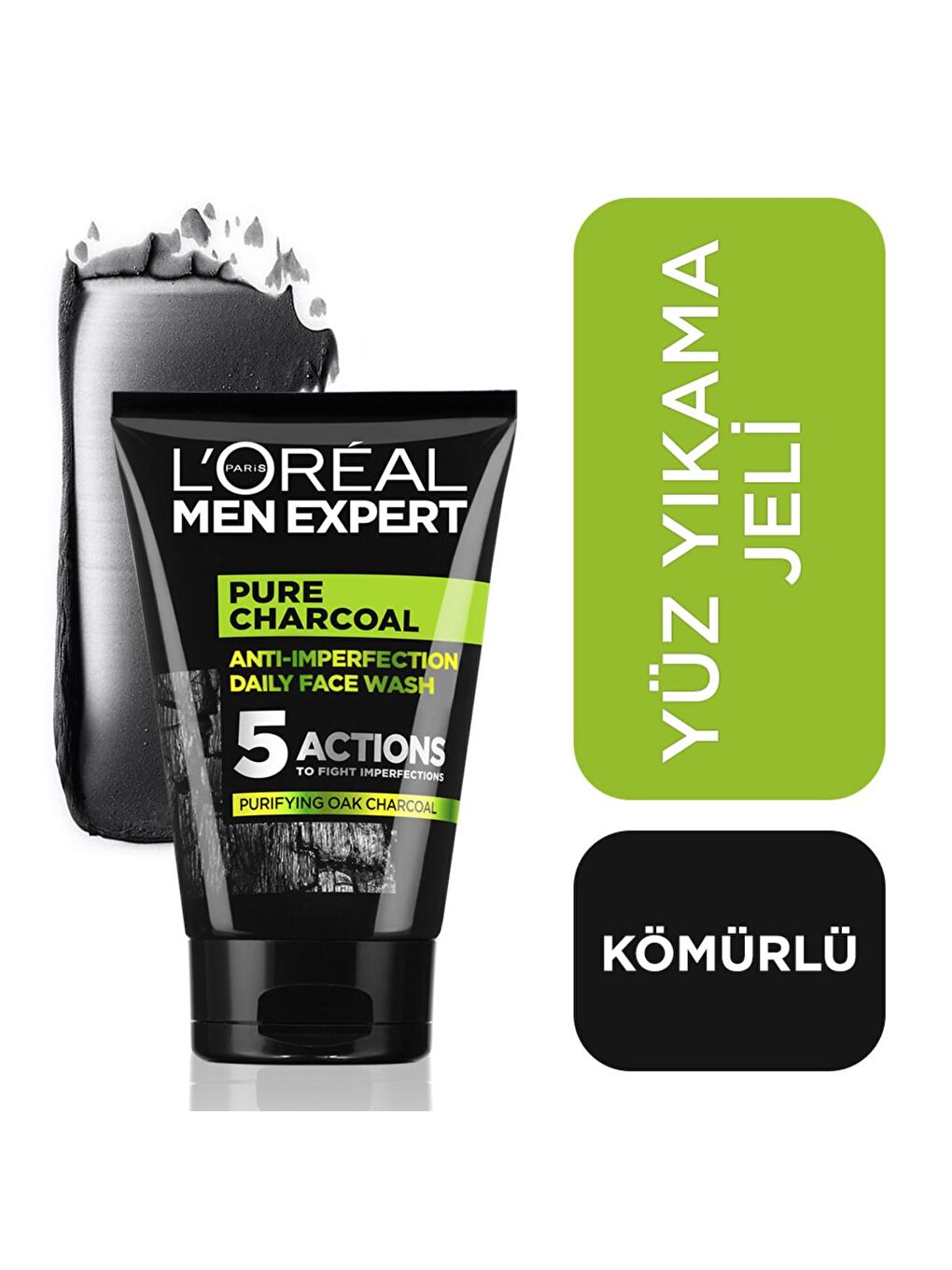 L'Oreal Paris Şeffaf Men Expert Pure Charcoal Cilt Problemlerine Karşı Savaşan Yüz Yıkama Jeli 100 Ml