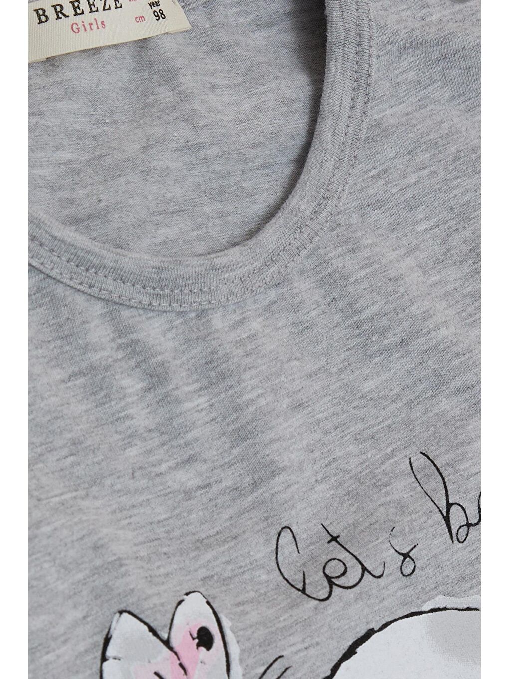 Kız Çocuk Taytlı Takım Dostluk Temalı Sevimli Tavşancık Gri Melanj (1.5-5 Yaş)-4