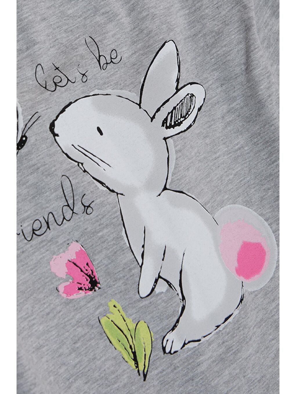 Kız Çocuk Taytlı Takım Dostluk Temalı Sevimli Tavşancık Gri Melanj (1.5-5 Yaş)-5