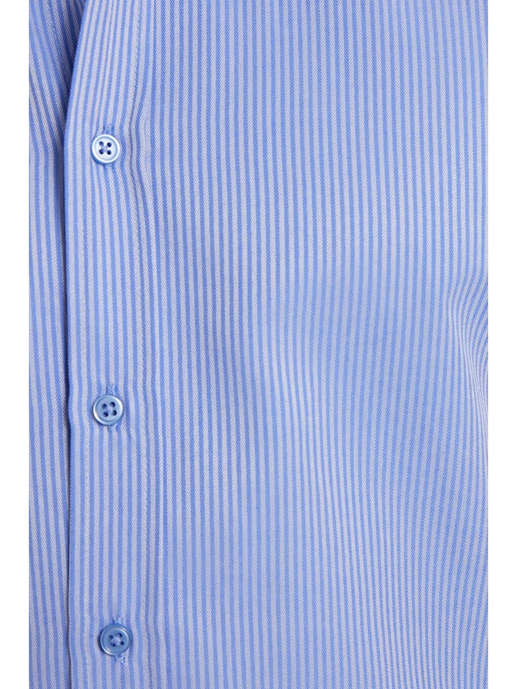 Modern Slim Fit Uzun Kollu Pamuklu Kolay Ütü Armürlü Saks Mavi Erkek Gömlek-6