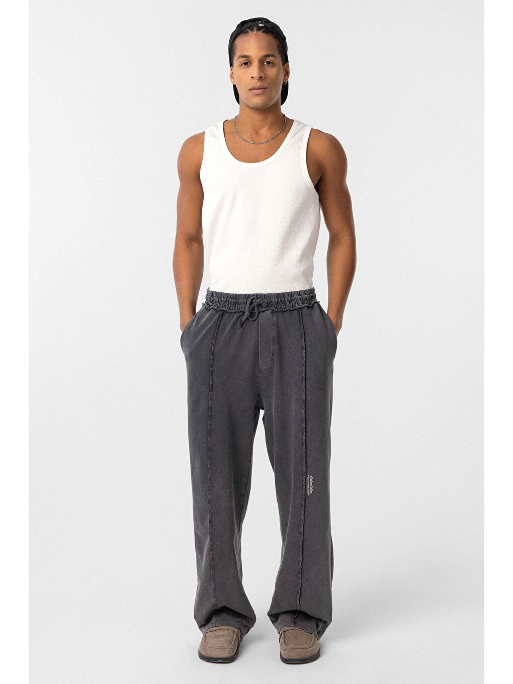 Yıkamalı Tank Top Kaşkorse Kolsuz Tişört Ekru