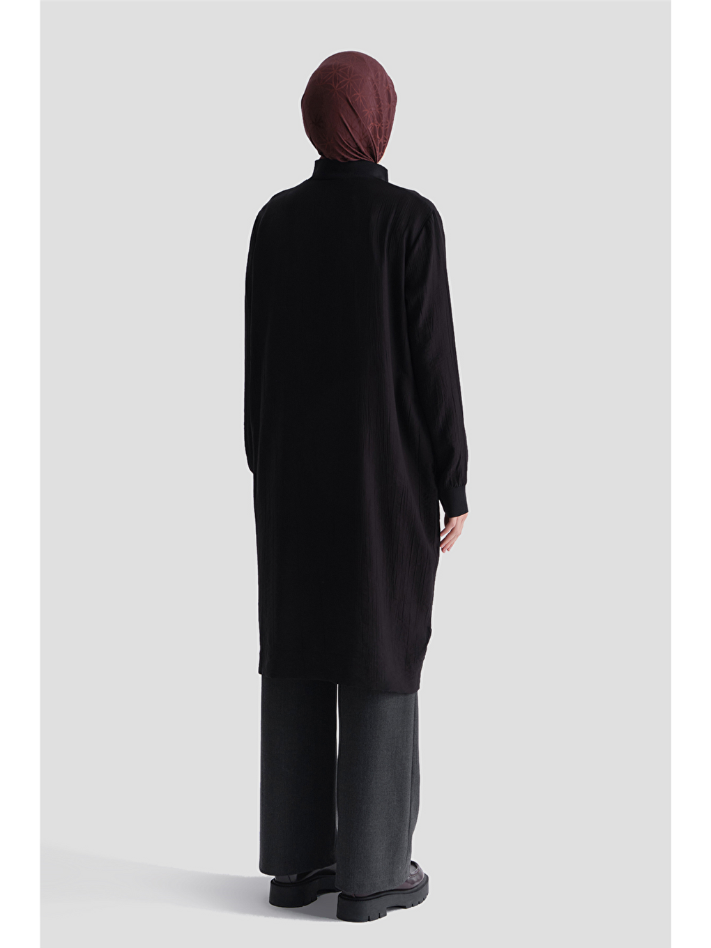Fermuarlı Uzun Tunik Siyah-3