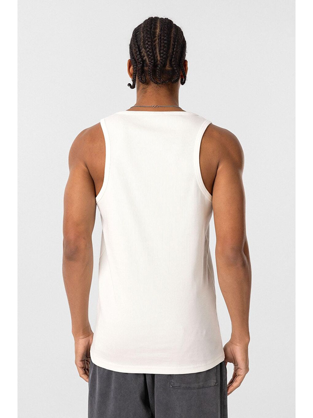 Yıkamalı Tank Top Kaşkorse Kolsuz Tişört Ekru-5