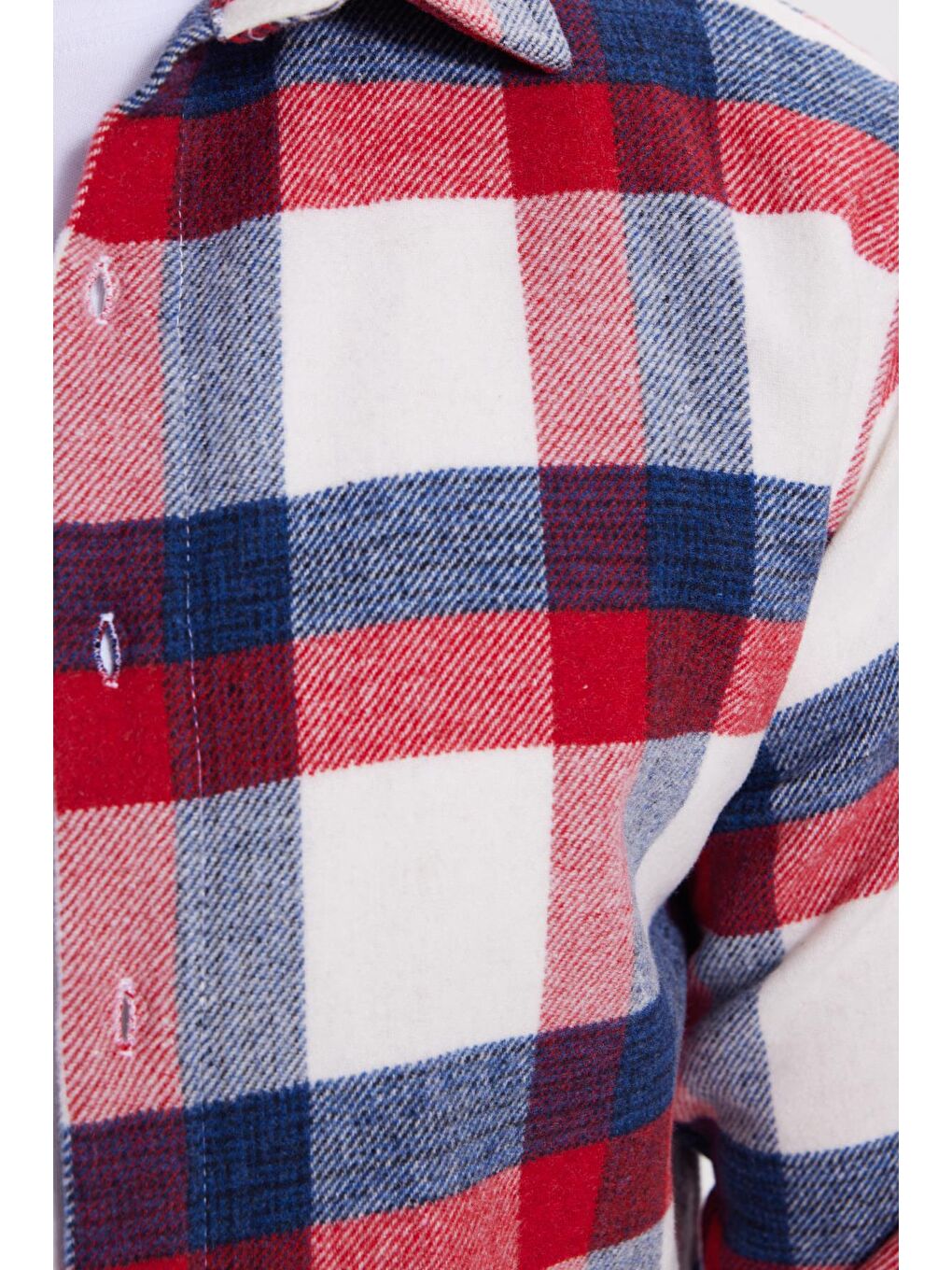 Kırmızı Erkek Slim Fit Dar Kesim Kareli Kışlık Oduncu Gömlek-4