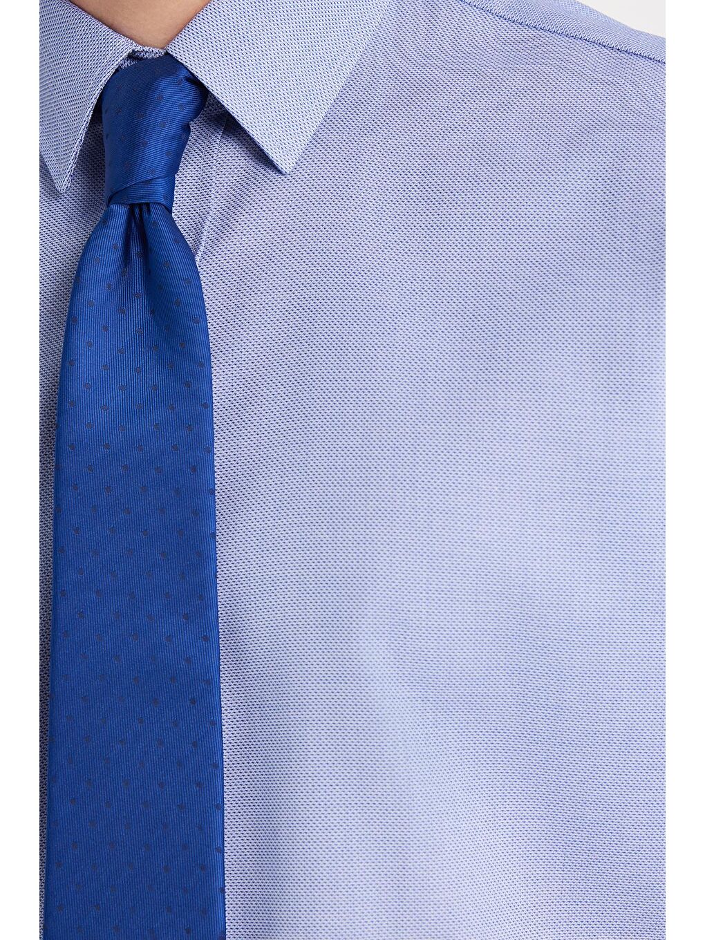 Regular Fit Saks Mavi Non-Iron %100 Pamuk Doğa Dostu Ekoteks Belgeli Ütü Gerektirmez Gömlek-2