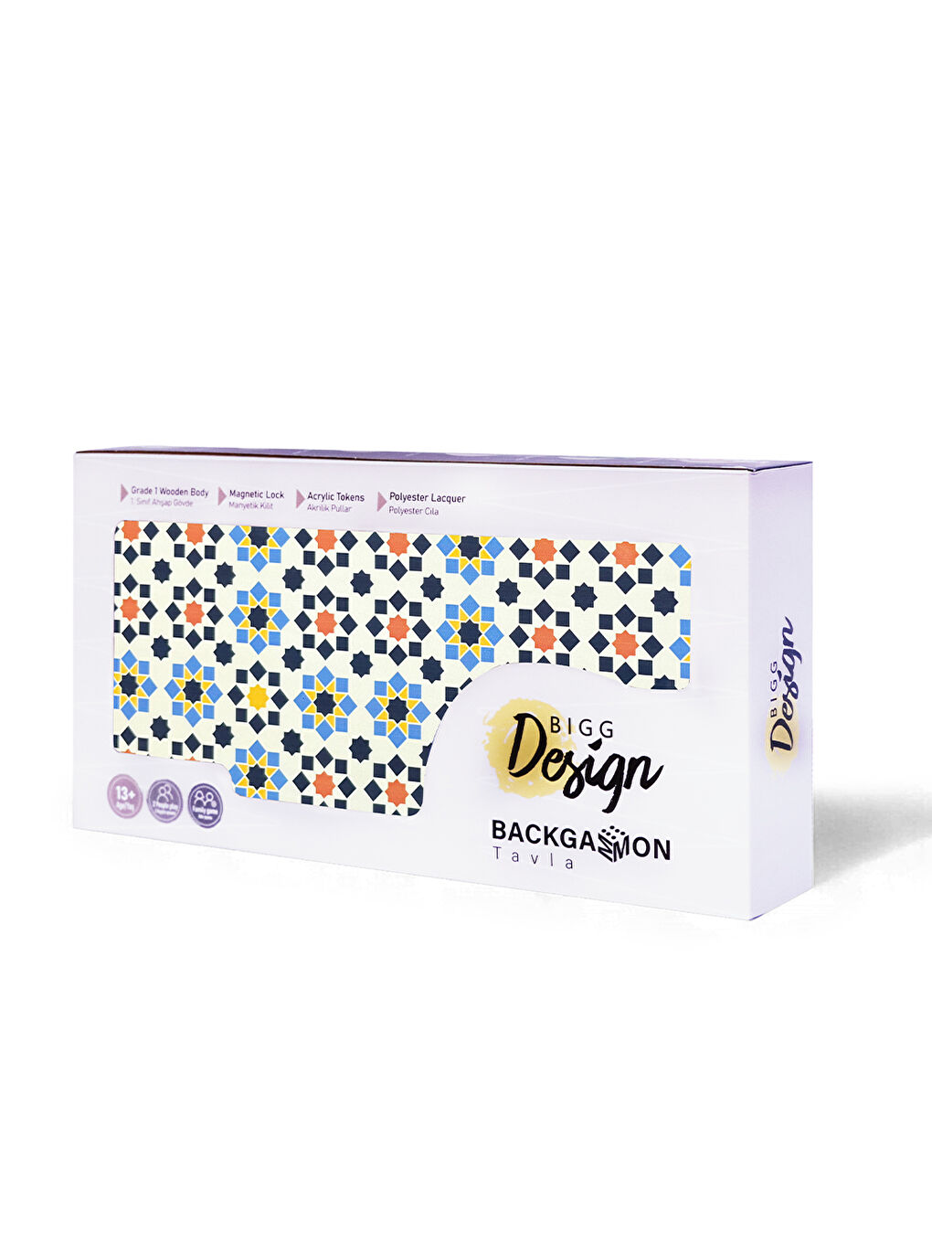 Yıldız Tavla, Çizilmez Zeminli, Mıknatıslı MDF Kasa, 2 Kat Vernik Cilalı-1