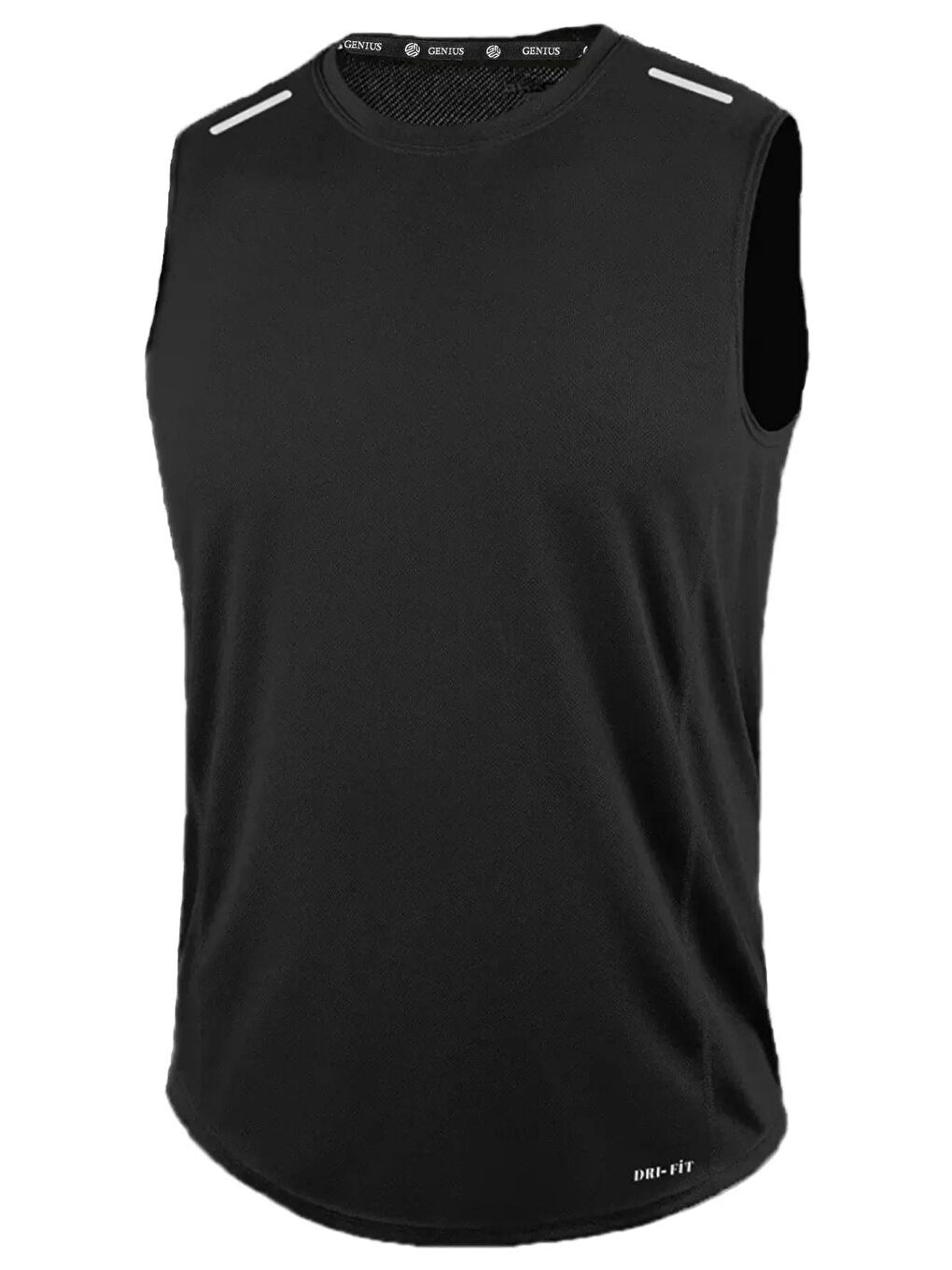 Siyah Erkek Nem Emici Hızlı Kuruma Atletik Teknik Performans Sporcu Sıfır Kol Tişört DRIFIT-SIFIRKOL