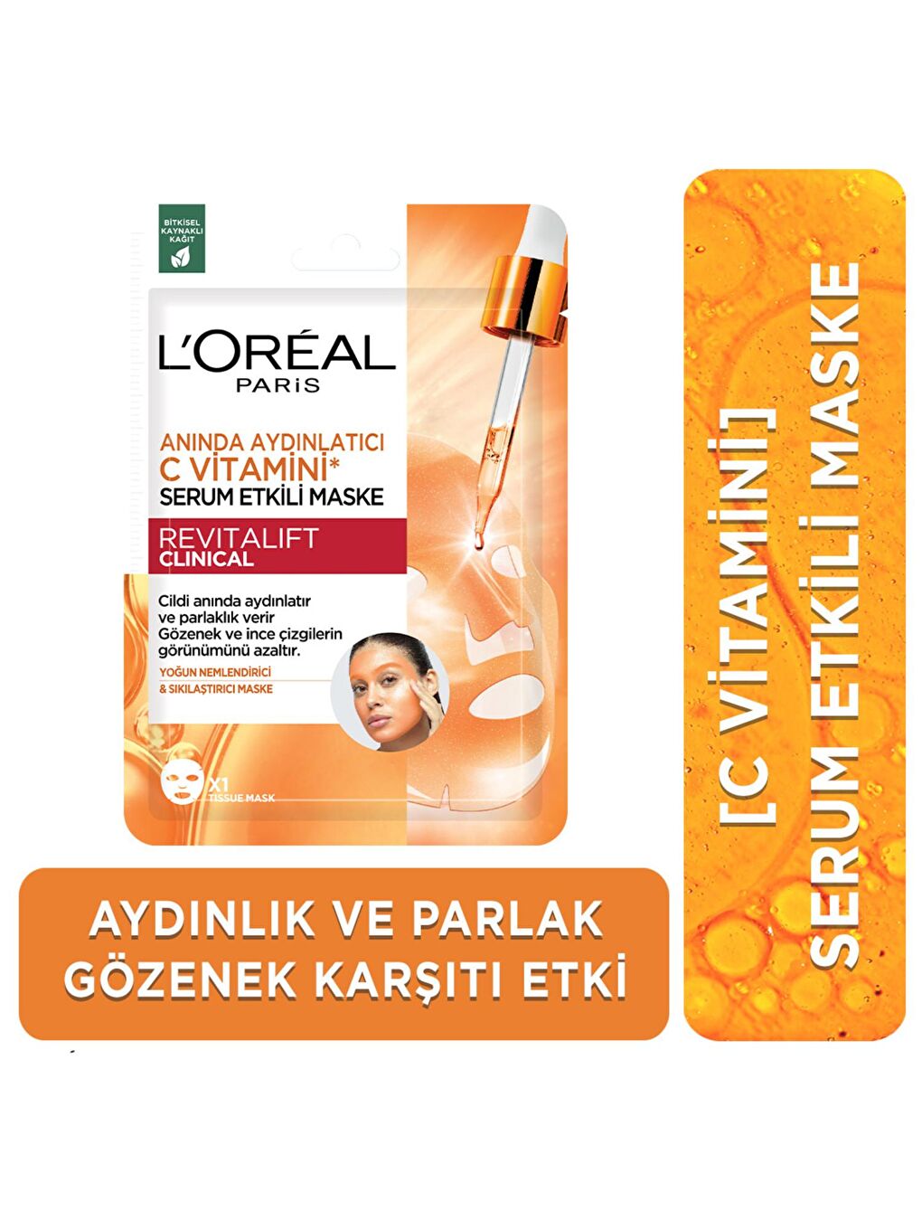 L'Oreal Paris Şeffaf Revitalift Clinical Anında Aydınlatıcı C Vitamini Serum Etkili Maske