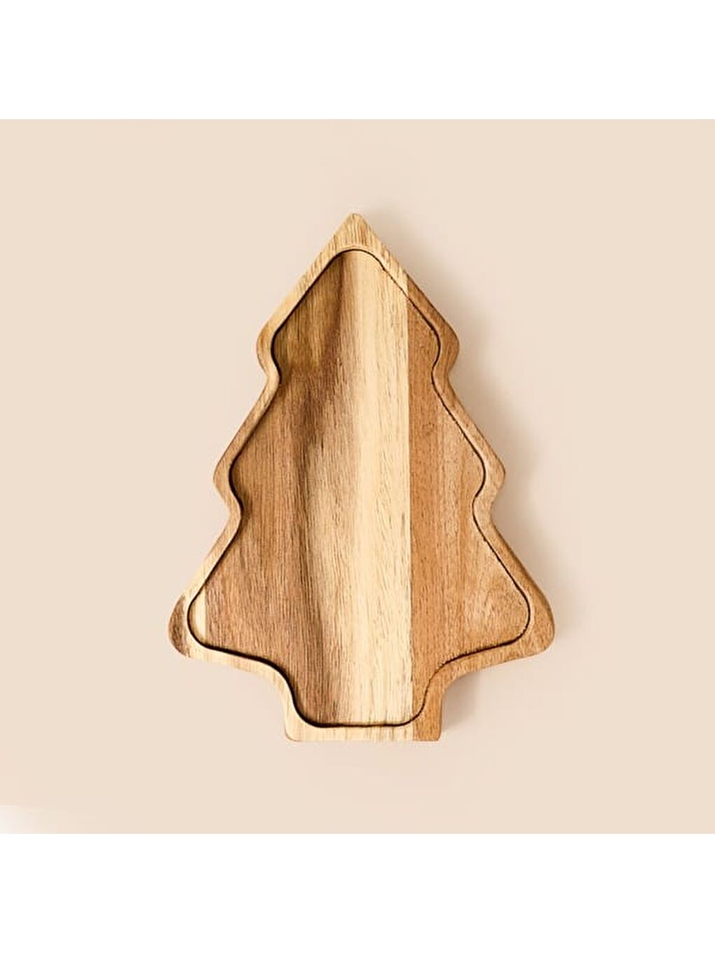 Ağaç Servis Tabağı - Kahverengi - 28x25 cm-2