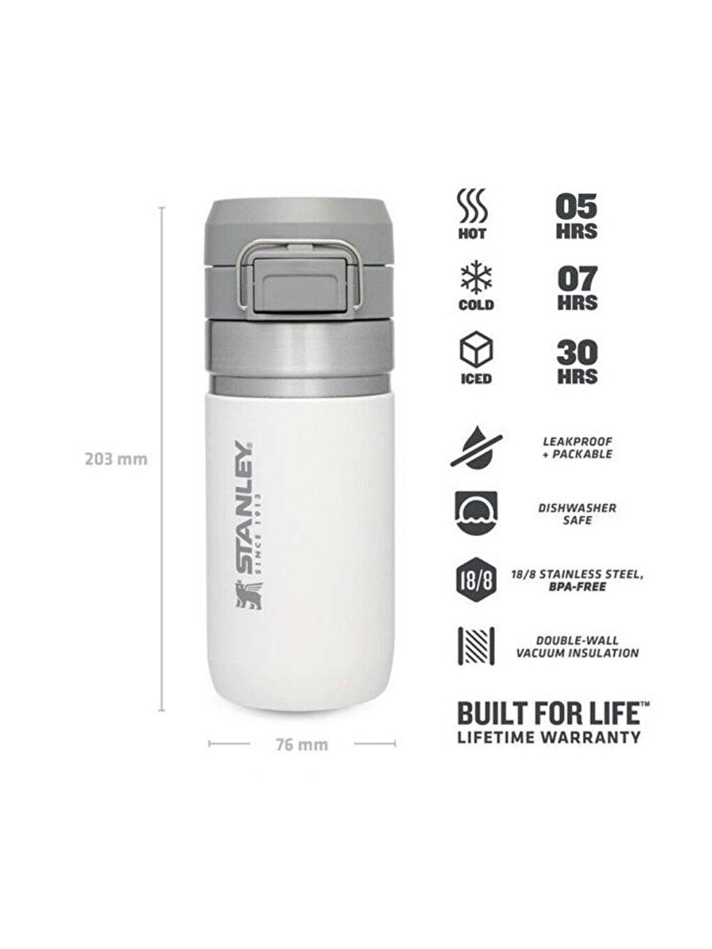The Quıck Flıp Water Bottle 0.47 Lt / 16oz Beyaz-1