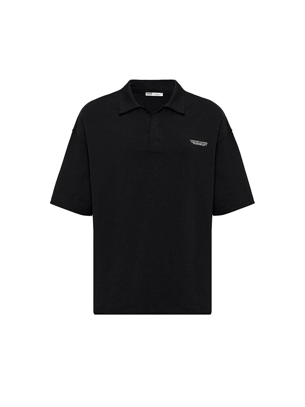 Polo Yaka Oversize Tişört Siyah-1