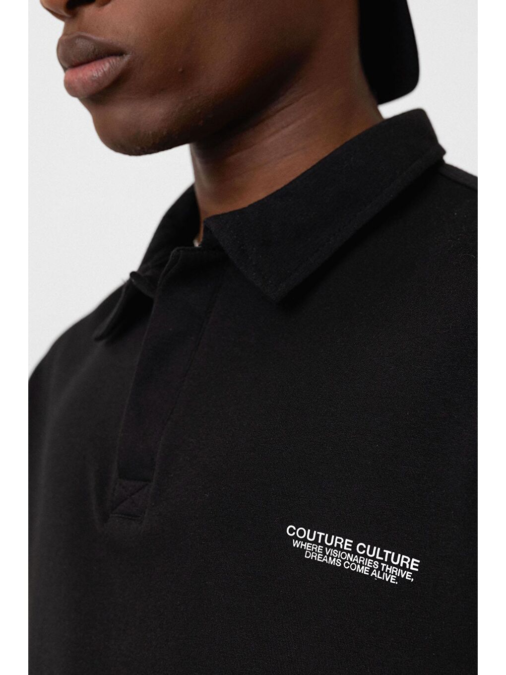 Polo Yaka Oversize Tişört Siyah-5