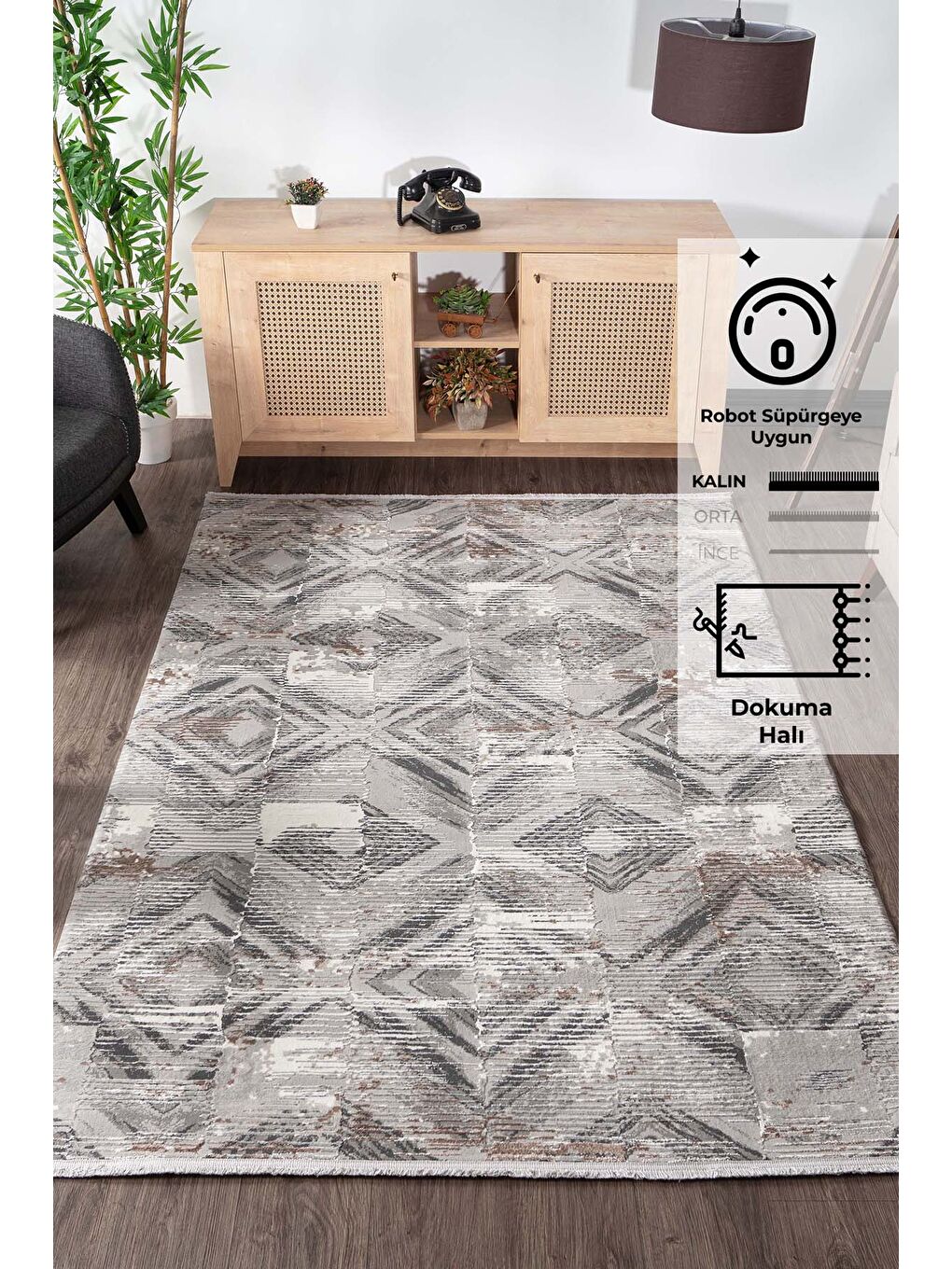 Gri Leo 2980 Modern Dokuma Halı-200x290