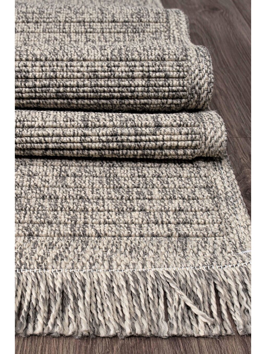 Konfor Halı Gri Konfor Vlora 4766 Jüt Hasır Bukle Örme Kilim-80x300 - 1