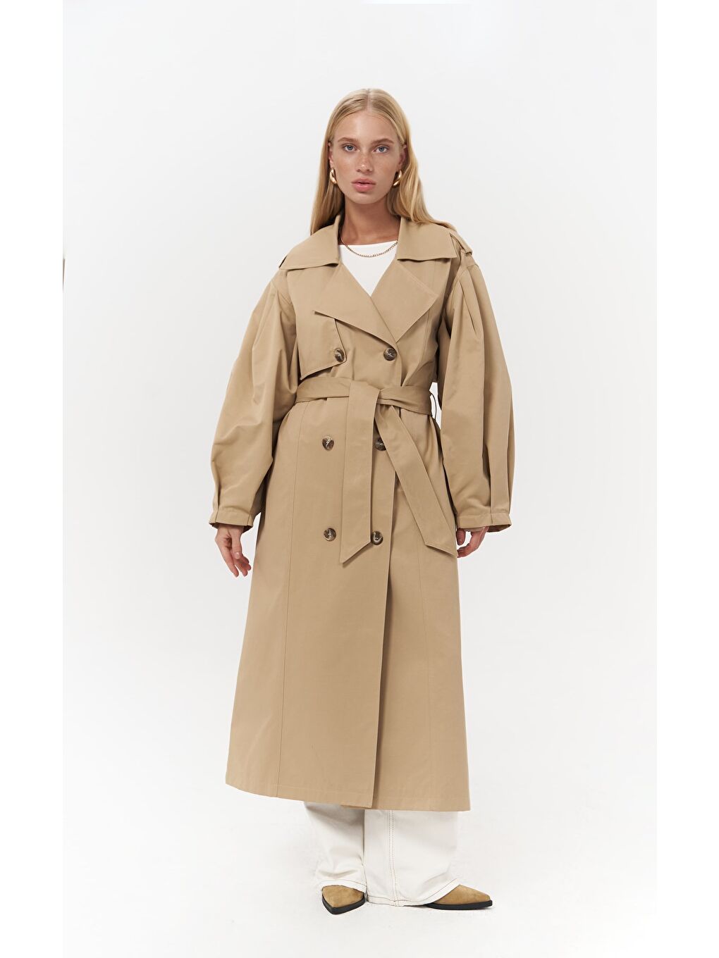 Bej Aubree Vizon Oversize Trençkot