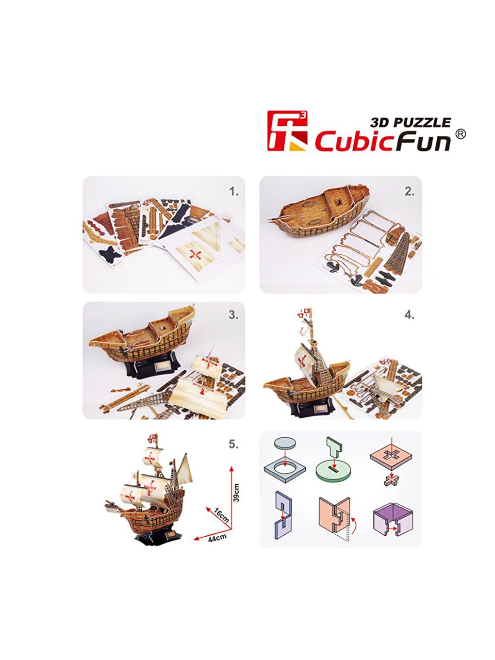 Cubic Fun Karışık 3D 113 Parça Puzzle Santa Maria Gemisi - 5